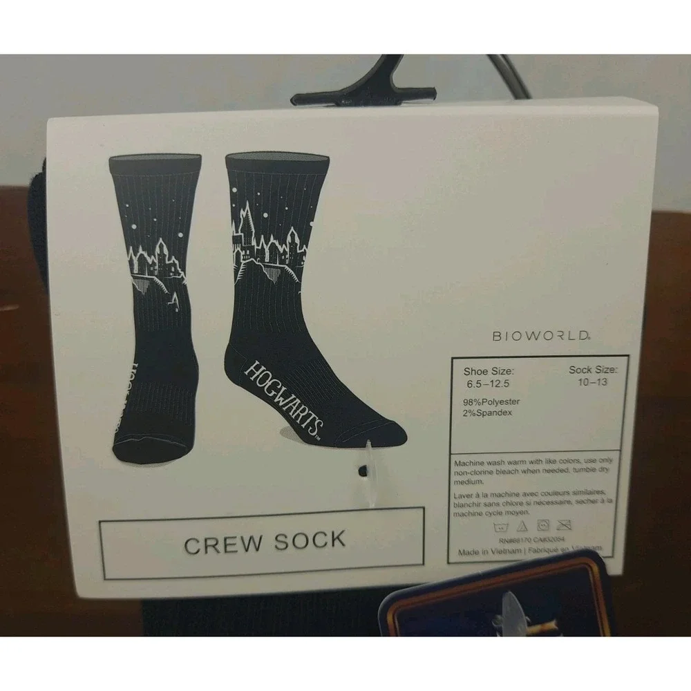Harry Potter Hogwarts Castle Crew Socks Black Bioworld Adult Size 10-13
